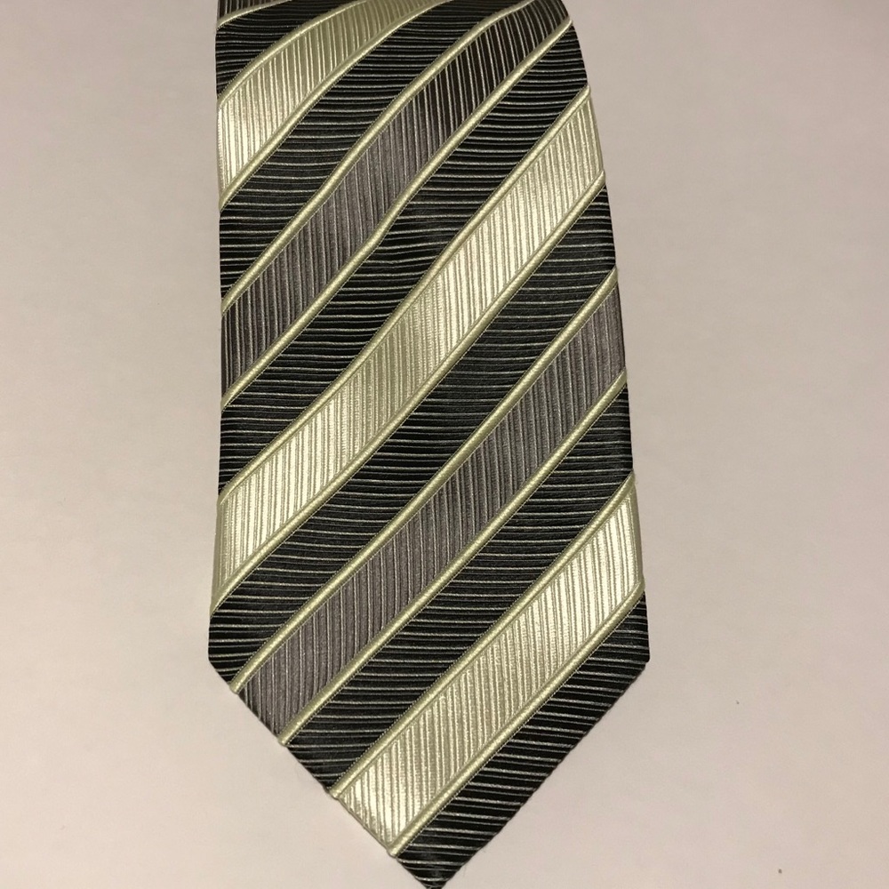 Valerio Designer Tie Lime green,silver gray/black.